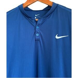 Nike Blade Collar Polo Shirt Mens L Royal Blue Dri-FIT Golf tennis Short Sleeve